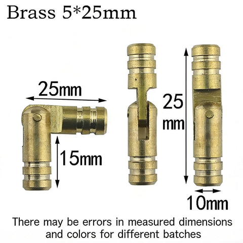 10 Piece Mini Brass Barrel Hinges Set For DIY Projects, Concealed Cylinder, Rust Resistant Yellow Brass Hardware, 5x25mm