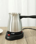 Stainless Steel Electric Turkish Coffee Maker 600ml 5 To 6 Cup Capacity With Ergonomic Handle For Home Or Travel 110V