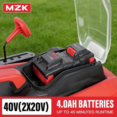 40V 16 Inch 2 In 1 Cordless Lawn Mower With Brushless Motor And Dual Battery Pack For Easy Push Operation No Gas No Fuss Up To 45 Minutes Runtime Mulching And Side Discharge For A Lightweight Yet Rugged Home Yard Helper. batteries in mower on grass
