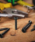 Built Like A Tank Number 8 X 1-1/4 Inch Black Phosphate Coated Stainless Steel Truss Head Wood Screws with drill