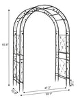 Garden Arch For Weddings And Parties, Sturdy Steel Trellis Arch With Lattice Sides, Outdoor Pergola, Black Finish, Dimensions