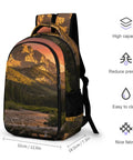 Golden Hour Creek Printed Unisex Backpack With Large Capacity Dope Everyday Carry, 12.6 x 7.3 x 16.5 in, durable polyester, outdoor style