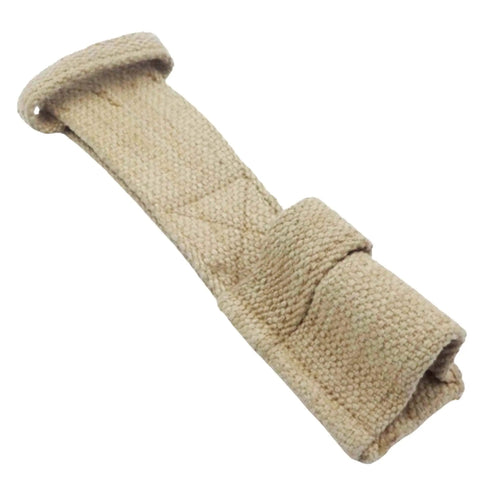 Authentic WWII P37 Bayonet Web Frog For P07 Scabbard, Canvas British Military Gear Replica, side view, khaki canvas material