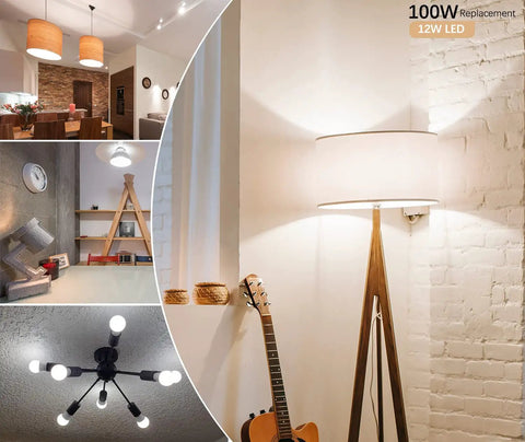 Powerful 100W Equivalent E26 LED Bulbs Daylight White 6500K Non-Dimmable lighting in various home settings