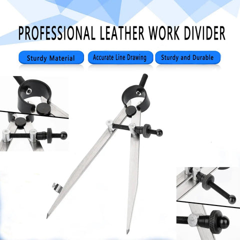 Robust Badass 12 Inch Heavy Duty Spring Divider Compass With Adjustable Metal Body And Secure Pencil Clip Engineered For Leather Craftsmanship Woodworking Projects, showing sturdy steel legs and adjustable clamp.