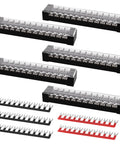 Heavy Duty 15A Screw Terminal Block with 12 Position Dual Row Covered Design, pre-insulated barrier strips visible