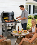 Outdoor barbecue with Three Eighths Inch Natural Gas Hose With Quick Connect Fitting For Grills And Heaters CSA Certified Flexible Low Pressure Gas Line