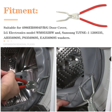 DIY Friendly Washing Machine Inner And Outer Door Spring Expansion Removal Tool Easy Install For Replacing Door Boot Clips Fits LG WM0532HW And Samsung TJTSE 1 1268535 EA3569695 AH3569695 PS3569695 Red