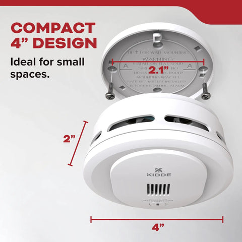 Compact 10SDR Smoke Detector With AA Battery Power Quick Smoke Detection 85 dB Siren Red LED Alarm Light 9th Edition Easy Install Home Safety Sensor For Apartments And Homes, 4-inch design shown