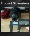 18mm Cold Air Intake Filter For Cars And Motorcycles with adjustable clamp, digital caliper showing size measurement on table