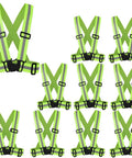 High Visibility Reflective Running Vest Pack of 10 Neon Yellow Lightweight Adjustable Be Seen Safely Outdoors and at Night