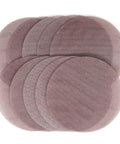 Grab These 10 Pro Mesh Sanding Discs For Dust Free Grindin' Jobs. 9 Inch Multi Grit Paper arranged in a stack for wood and metal smoothing.