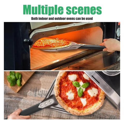 Newmeto 7-inch round aluminum perforated pizza turning peel with metal handle