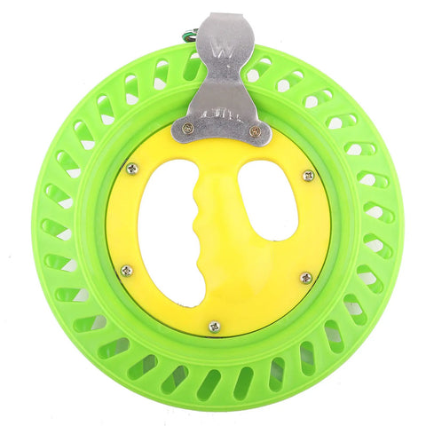 Heavy Duty Fishing Kite Line Spool 22cm ABS Plastic Winding Reel Holder with green and yellow ergonomic handle.