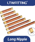 Brass Pipe Long Nipples Assortment Kit Seven Lengths From 5 Inch And 5-1/2 Inch To 12 Inch With 1/2 Inch Male NPT Threads Heavy Duty Nipples Set For DIY Plumbing And Pro Jobs
