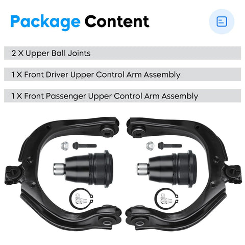 Beefy Front Upper Control Arms With Ball Joints Kit for 02-09 Chevy Trailblazer, GMC Envoy, Buick Rainier, Isuzu Ascender, Saab 9-7X and Bravada - Four Piece Suspension Upgrade includes two upper ball joints and two upper control arms