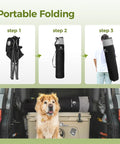 Heavy Duty Camping Chair With 500 Lbs Capacity folding steps and dog in vehicle trunk