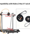 X And Y Axis Timing Belt Kit For Kobra 3 Max 3D Printer Strong Rubber Drive Belts For Fast Printing No Fuss Replacement Parts With OEM Size Fit Drop In Length Reliable Spare Set For Smooth High Speed Printing, shown with X and Y belt placement