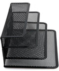 Boss Level Metal File Organizer And Letter Holder Desk Tray in black, side view of three-slot metal wire construction.