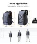 Side and back view of 30L Camera Backpack With Rain Cover And 16 Inch Laptop Compartment Built For Travel Holds Canon Nikon Sony DJI Mavic Drone Gear With Customizable 3 Tier Interior And Quick Access Sides The Go To Bag For Every Shoot, showing size comparison and weight of 1.53kg.