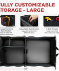 Heavy Duty Trunk Organizer For Cars, SUVs And Trucks With Adjustable Compartments, Collapsible Design shown in large size
