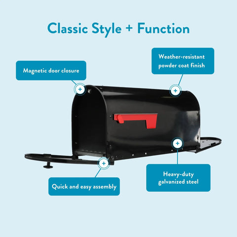 Outback Double Door Mailbox With Large Capacity For Mail And Packages Weather Tough Galvanized Steel Construction In Black open view