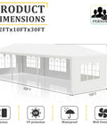 10x30 White Canopy Tent With 5 Removable Sidewalls And Windows Waterproof UV Blocking Outdoor Party Gazebo