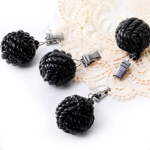 Six Pack Black Tablecloth Weights With Resin Round Ball Hangers And Metal Clips Heavy Duty Cloth Clips For Outdoor Parties Picnics And Family Dinners Keeps Table Covers In Place Against Wind
