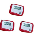 Pocket Size LCD Pedometer Step Counter For Walking And Running Red Mini Digital Fitness Tracker Tracks Steps Miles Calories Exercise Time Distance And Daily Target Monitor Must Have Compact Portable Gadget, red 3-pack