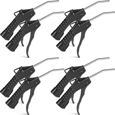 8 Piece Air Blower Nozzle Set With Pistol Grip For Compressor, heavy duty air gun attachments, black iron barrel and POM handle