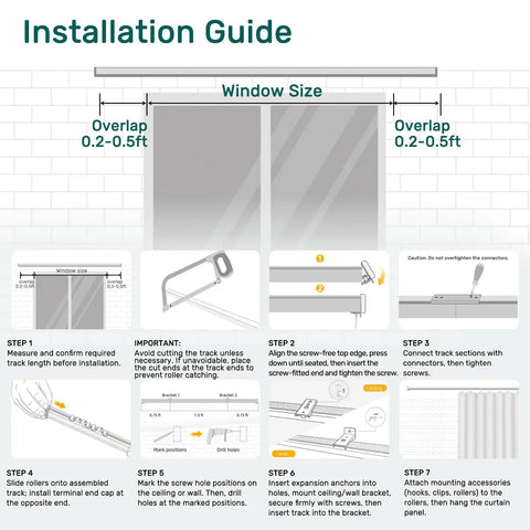 Installation guide for Whisper Quiet Ceiling Curtain Track With Wall Mount 9 To 12 Feet White No-Fuss Noise-Free Glide System With Heavy-Duty Rollers For Ultra Smooth Drapes And Quick Easy Installation