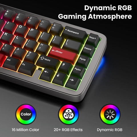 Built Like A Tank Wired 60 Percent Mechanical Gaming Keyboard With Cnc Aluminum Case Gasket Mount Hot Swappable Switches Rich Rgb Lighting And Durable Double Shot Pbt Keycaps For Top Tier Vibes showing dynamic RGB lighting effects and key layout.