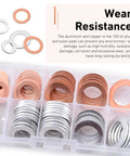 100 Piece Oil Drain Plug Crush Washer Kit Multi Size M10 M12 M14 M16 M18 Aluminum And Copper Gaskets in box