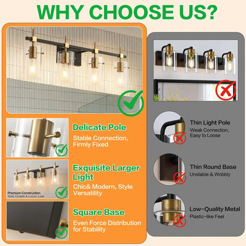 Comparison of Farmhouse Brass Bathroom Vanity Lights Over Mirror Vintage Wall Sconce Fixtures With Glass Shade Four Light Fixtures Hardwired