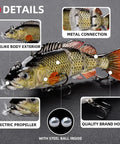 Close-up of Go To Auto Swimming Lure 3.9 Inch USB Rechargeable LED Swimbait with Four Jointed Segments Realistic Shad Pattern
