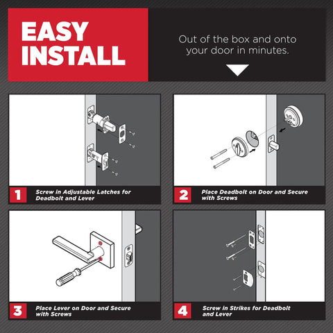 Installation steps for Tustin Entry Lever And Deadbolt Combo With SmartKey Security in Venetian Bronze for exterior doors.