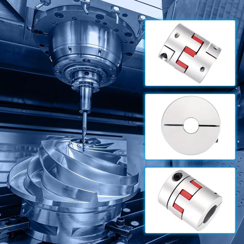 Aluminum Shaft Coupling Flexible Spider Coupler 12mm To 20mm Fit For 3D Printers CNC Routers Milling Machines Diy Projects 50mm Long 40mm Diameter Joint Connector, shown with CNC machine shaft