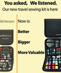 Compact Sewing Kit For Beginners Portable Travel Essentials With 12 Thread Colors And 75 Plus Tools Opened And Closed View