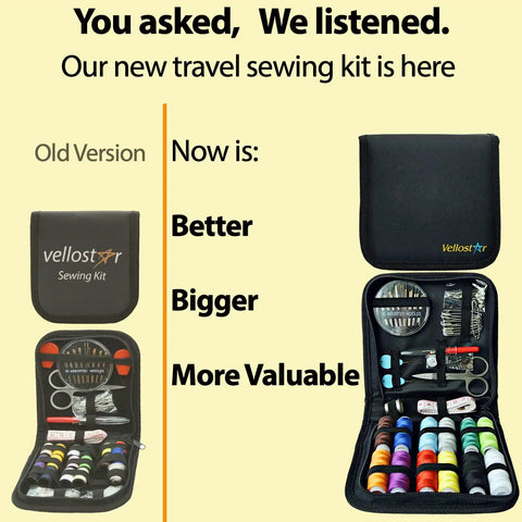 Compact Sewing Kit For Beginners Portable Travel Essentials With 12 Thread Colors And 75 Plus Tools Opened And Closed View