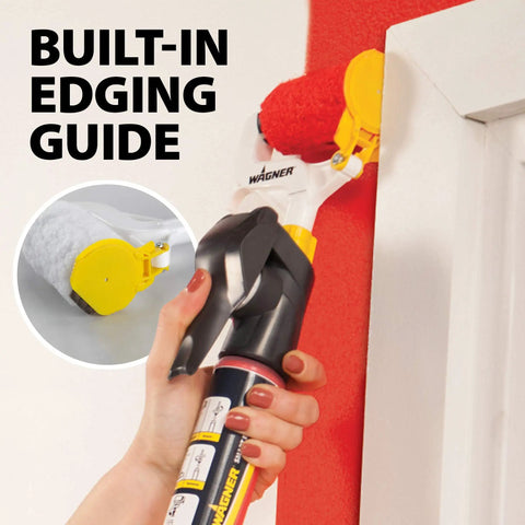 Smart Edge 3 Inch Mini Paint Roller Kit With No Tray Design in use on red wall