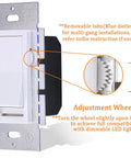 3-Way Or Single-Pole In-Wall Slide Dimmer Switch For LED And CFL And Incandescent Lights with adjustment wheel detail