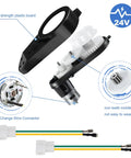 Two Pack 24V RS555 40000RPM High Speed Ride On Motor With Gearbox, plastic board, iron gear, connectors visible
