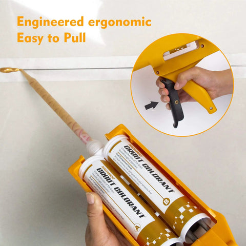 Dual Cartridge Caulking Gun Kit With 1:1 Epoxy Mixing For 400 ML Cartridges showing ergonomic handle and dual cartridges