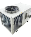 Heavy Duty Portable Industrial Spot Cooler Packs Nasty Cold Air For Sweatboxes And Warehouses With A Solid 51000 Btu Punch and Fast Three Phase Build, side view with fan and vent.