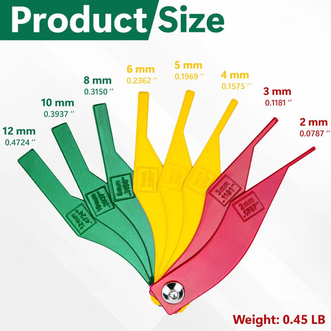 8 Piece Brake Pad Thickness Gauges Set With Color Coded Scale, Metric And SAE Sizes, Quick Disc And Drum Measurement Tool