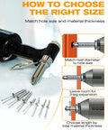 Infographic on choosing Tri Fold Pop Rivets One Eighth Inch By Half Inch with diagram and rivet tool illustration