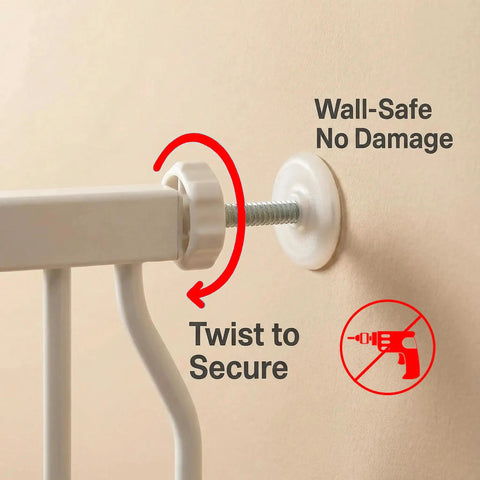 Extra Wide Baby Gate For Stairs And Doorways Fits 67 To 71.5 Inches No Drilling Pressure Mounted Pet Gate close-up of wall installation
