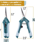 Gardening Pruning Shears 6.5 Inch With Straight Stainless Steel Blade, Ergonomic Handle And Spring Loaded Mechanism