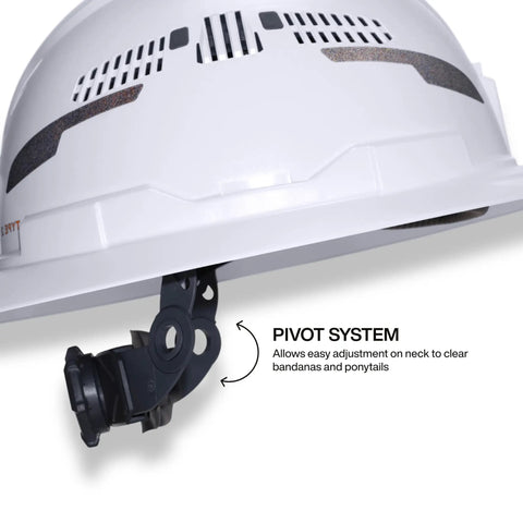 Side view of Type 2 Vented Full Brim Hard Hat With Chin Strap And 6-Point Suspension, Class C ANSI Z89.1 2014 HT-LT Protective Gear