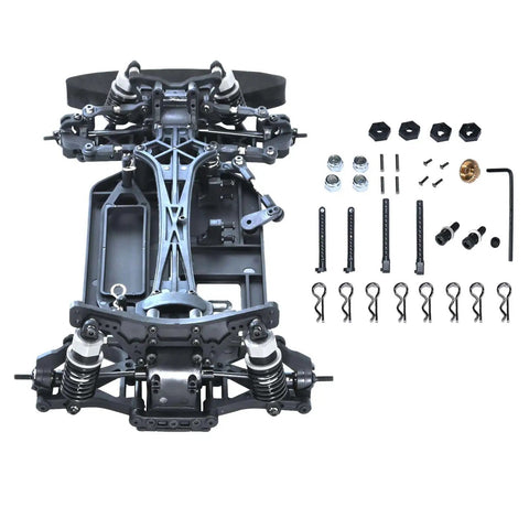 One Tenth Scale 4x4 On Road RC Rolling Chassis Frame Kit For Adults Dope Hobby Grade DIY Customizable RC Car Frame, black